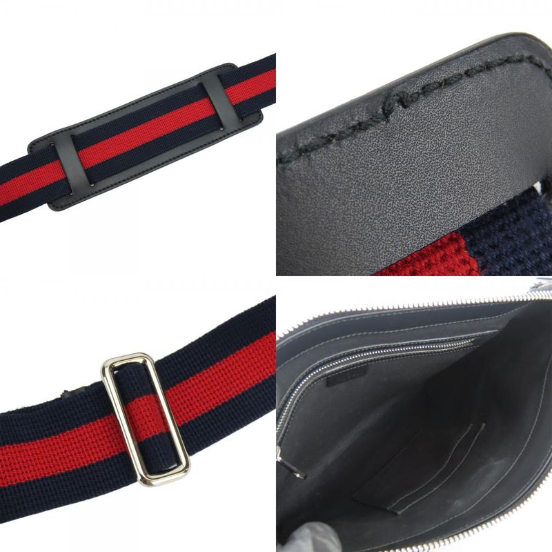 Gucci Shoulder Bag 474137 GG Supreme Canvas Black Gray Silver Hardware Tra