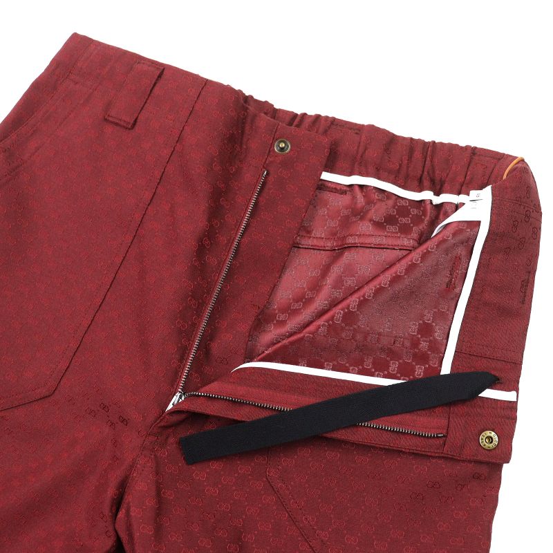 Gucci 20SS 614939 Cotton GG Jacquard Layered Hem Design Pants Worn On The