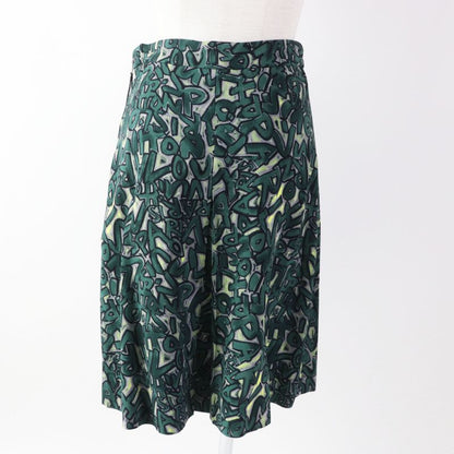 Louis Vuitton Rayon Graffiti Box Pleated Skirt Greenish 34 Made In France
