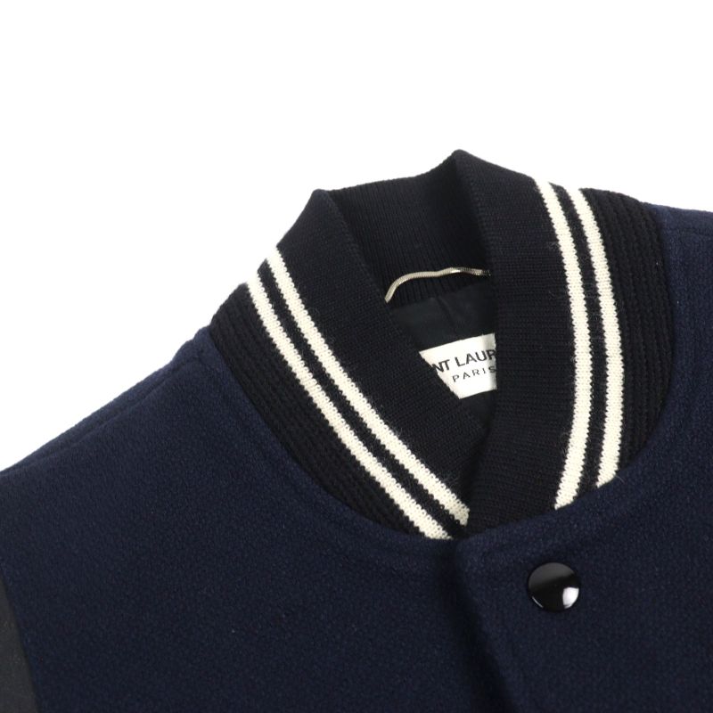 Saint Laurent Paris 354718 Eddie Period Leather Switched Stajan Teddy Jacket