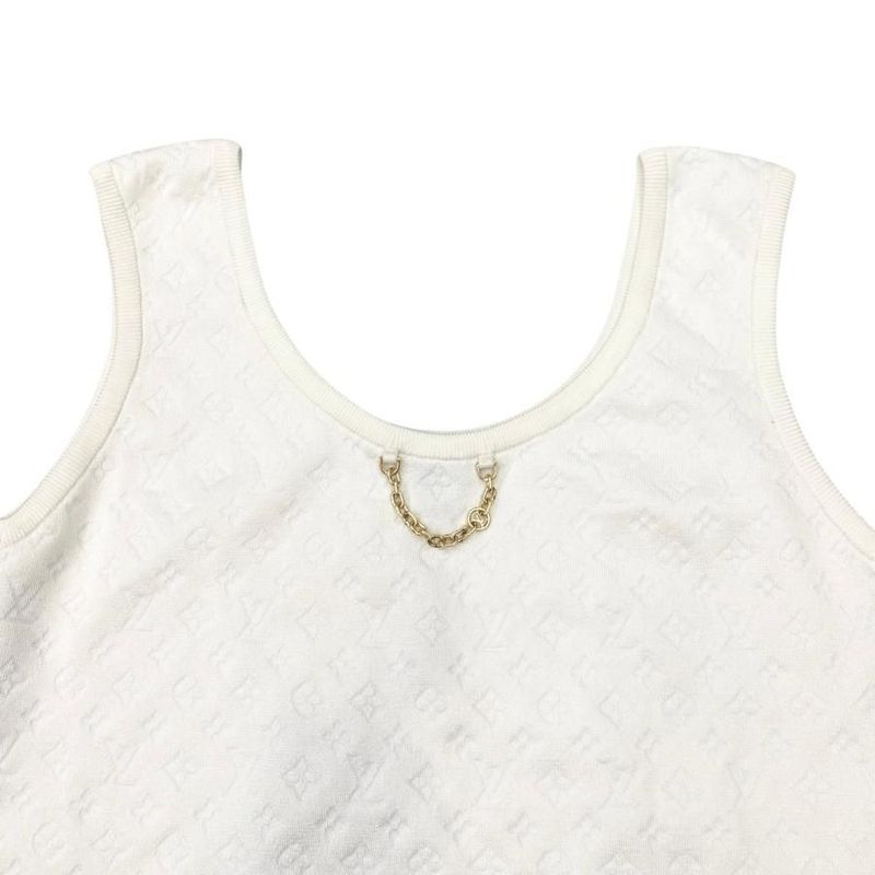 Louis Vuitton Tank Top Monogram Chain Rw221b Oj6 Fmkw73 XL Size White Red Louis