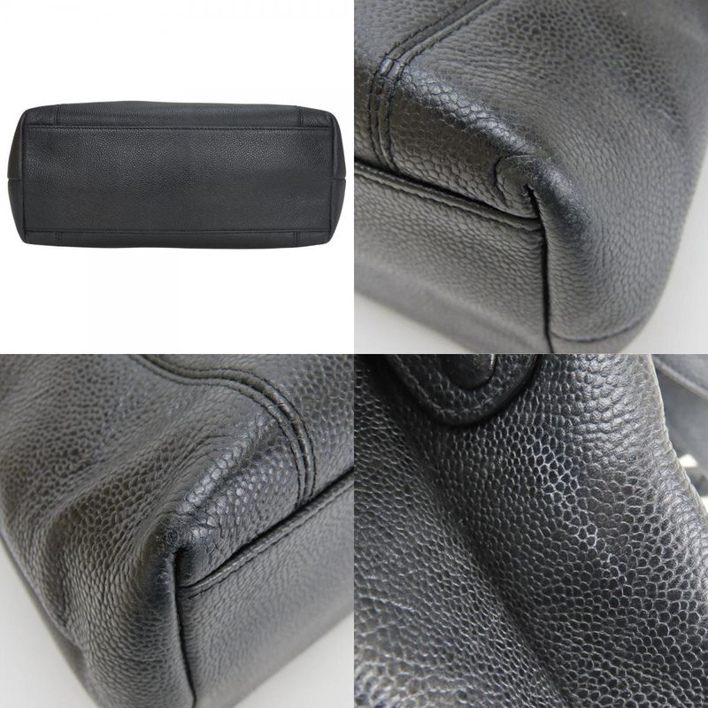 Chanel Tote Bag Caviar Skin Black Gold Hardware Shoulder Logo Embroidery 4th