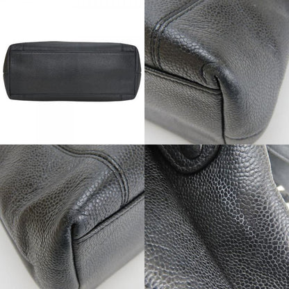 Chanel Tote Bag Caviar Skin Black Gold Hardware Shoulder Logo Embroidery 4th