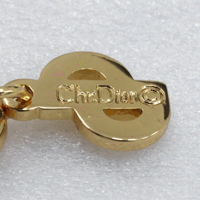 [dior] Christian Dior Logo Heart Gold Plated And Rhinestone Ladies 5.4g Necklace