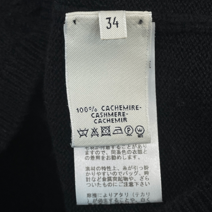 Current Hermes Short-sleeved Knit Black Cashmere H Button