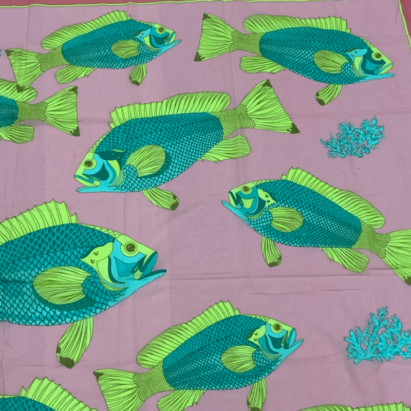 Hermes Fish Sakana Large Scarf Shawl Scarf Pink