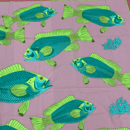 Hermes Fish Sakana Large Scarf Shawl Scarf Pink