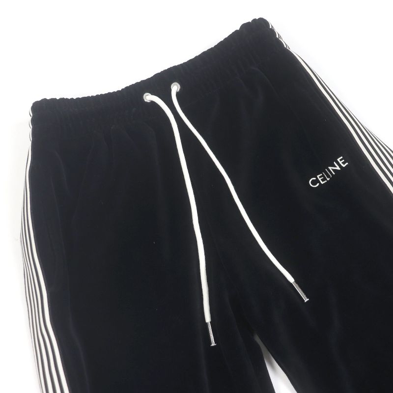 Celine 2z670748q Eddie Period Sideline Velour Track Pants Black XS Made In
