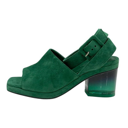 Hermes Flirt60 Sandals Shoes Suede Green