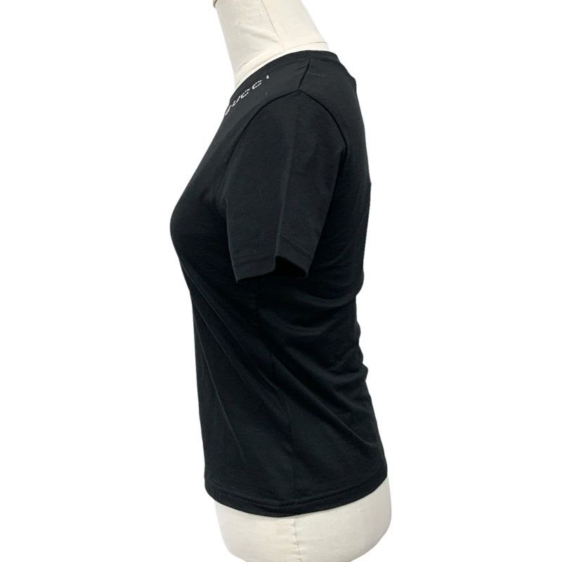 Gucci Light Cotton Jersey T-Shirt Top Black Logo Rhinestone