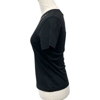 Gucci Light Cotton Jersey T-Shirt Top Black Logo Rhinestone