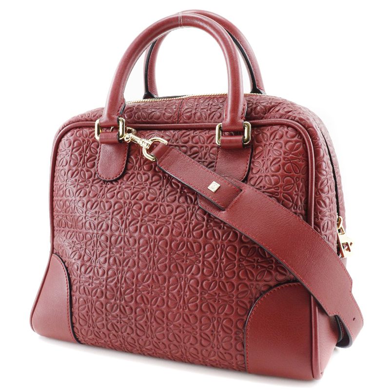 Loewe Amazona 75 Repeat Anagram 2WAY Shoulder Calf Red Ladies Handbag