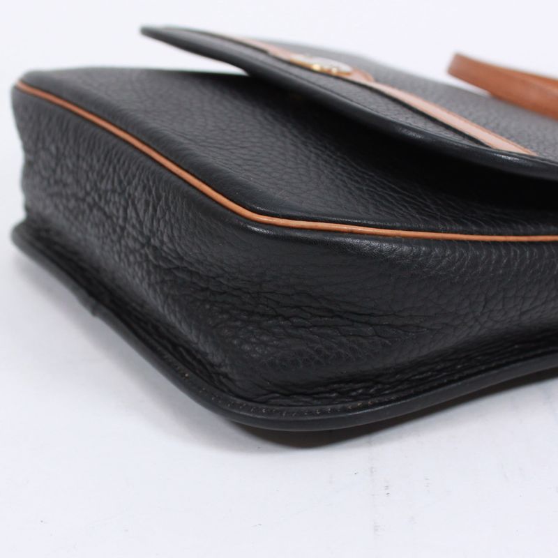 Christian Dior Leather Brown And Black Shoulder Bag Gold