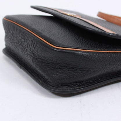 Christian Dior Leather Brown And Black Shoulder Bag Gold