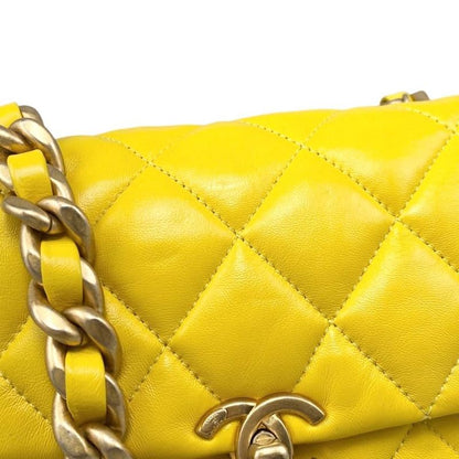 Chanel Shoulder Bag Mini Flap Bag As3205 Matelasse Lambskin Coco Mark Yellow