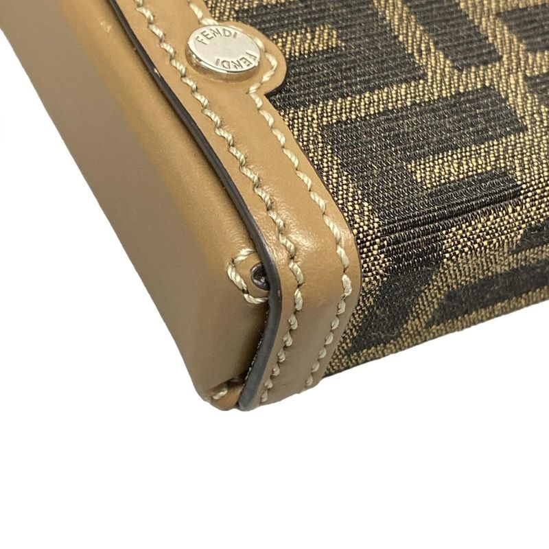 Fendi Shoulder Bag Baguette Soft Trunk Phone Pouch 7as139 Brown And Black Phone