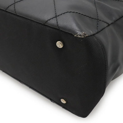 Chanel Paris Biarritz Tote MM Tote Handbag Coated Canvas Black Silver Hardware