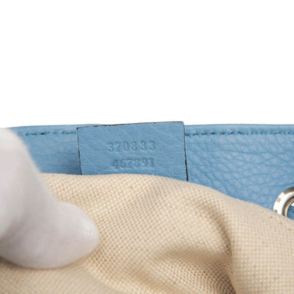 Gucci Bamboo Backpack 370833 Blue Black Leather Women's Gucci