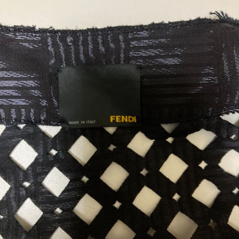 Good Fendi Short Sleeve Cutwork Shirt Blouse Size 40 Black Ladies Used