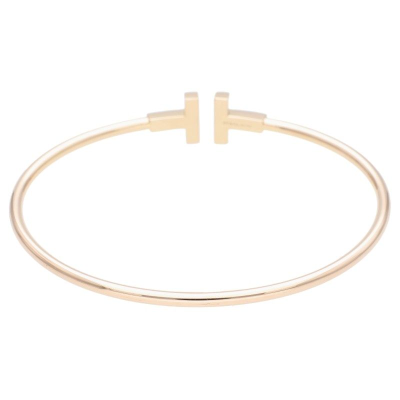 Tiffany & Co T-wire L 18K Yellow Gold Diamond Bangle Men's