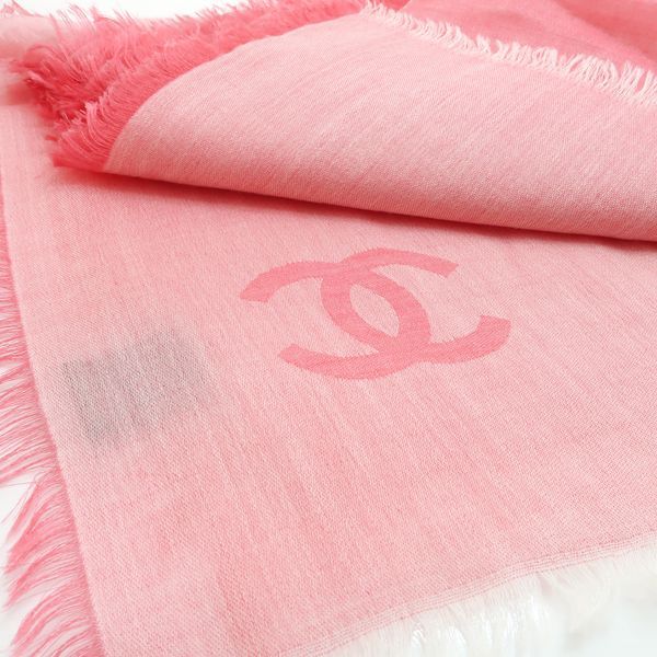 Chanel Shawl Cashmere X Silk 120 X 200cm (78.74in) Pink Chanel Logo Coco Mark