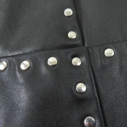 Balenciaga 457902 Studded Long Length Leather Wrap Skirt Rolled Skirt Black 38
