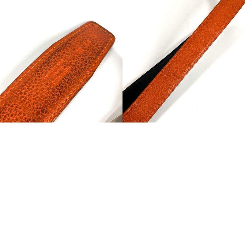 Hermes Belt Double H Logo Buckle Leather Orange