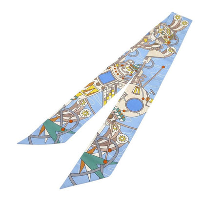 Hermes Twilly Odyssey Scarf Silk Beige/blue Ciel/georne Vif 0175 Hermes