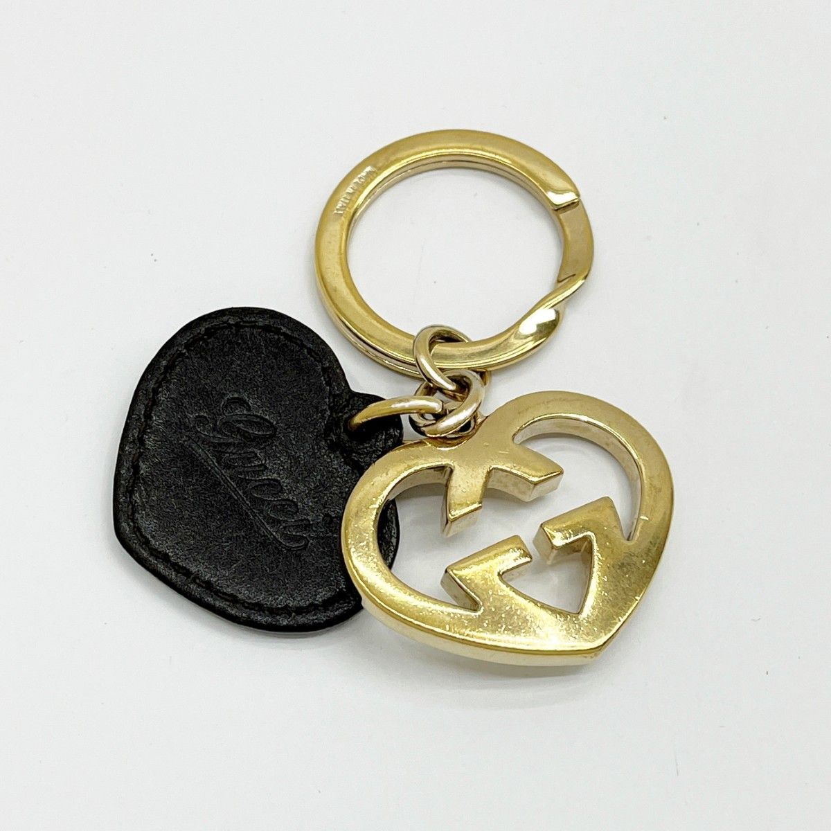 Gucci Key Holder Heart-Shaped Leather Gold X Brown