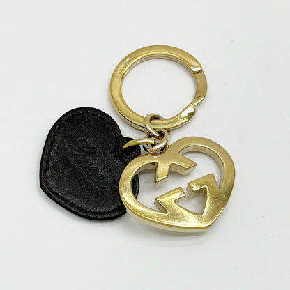 Gucci Key Holder Heart-Shaped Leather Gold X Brown