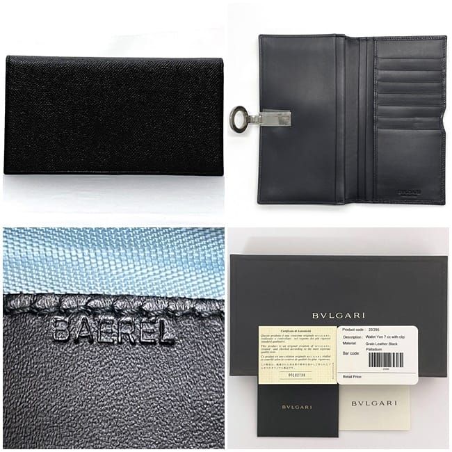 Bulgari Bifold Long Wallet Black Bvlgari Bulgari Excellent Condition Billfold