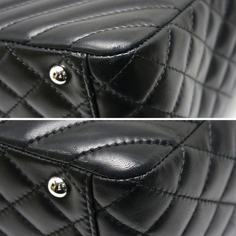 Chanel V Stitch Chain Tote Silver Hardware Tote Bag A4 Size