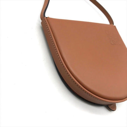 Loewe Heel Pouch Small Soft Calf Coin Card Case Shoulder Bag Crossbody Brown