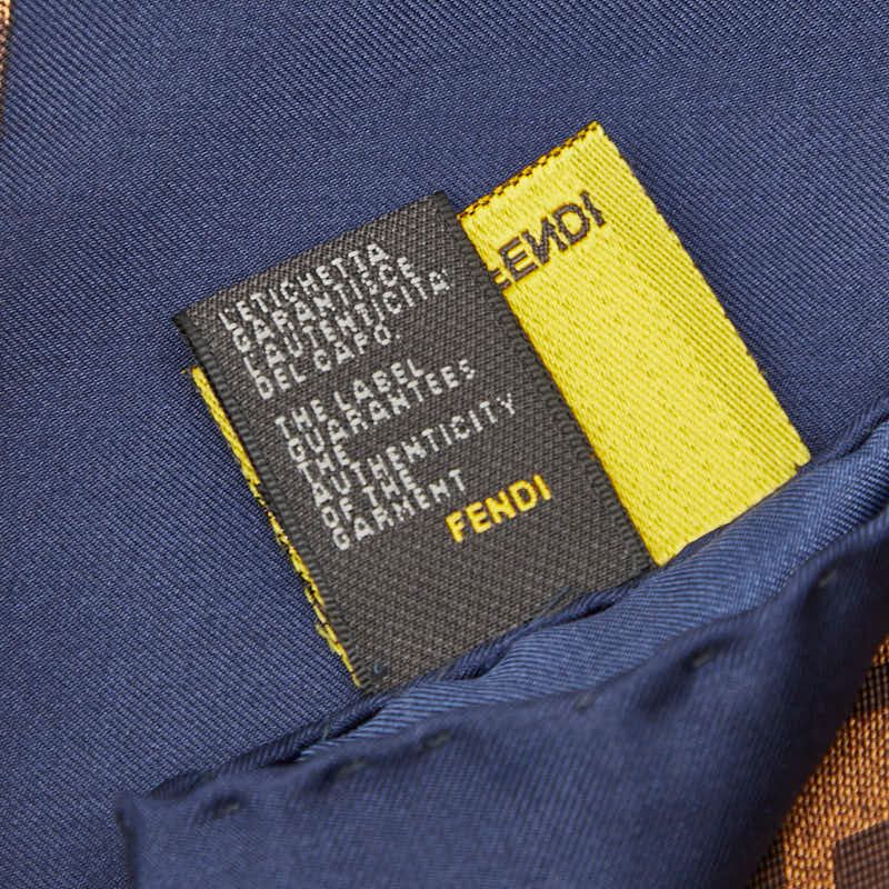 Fendi Zucca Brown Navy Silk Women's Fendi