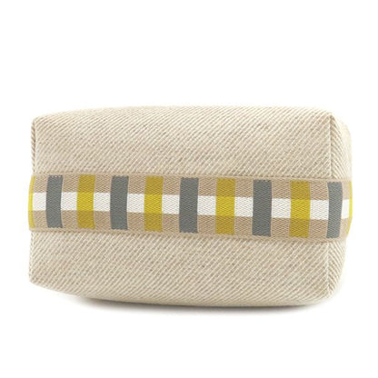 Hermes Pouch Brid a Black Au Carré PM Wool Sègre Silver Hardware Handbag Vanity