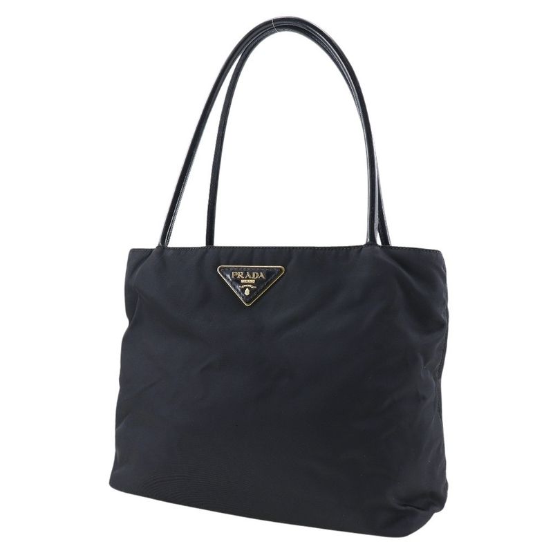 Prada Nylon And Enamel Black Women's Tote Bag