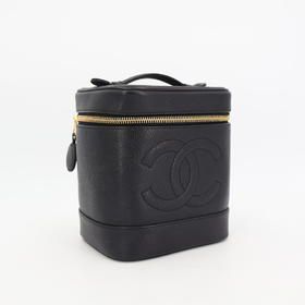 Chanel Handbag Vanity Bag Caviar Skin Leather Black
