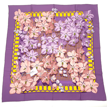Hermes Scarf Carre 90 Floral Pattern Orchid Phalaenopsis Orchid Purple Touvenirs