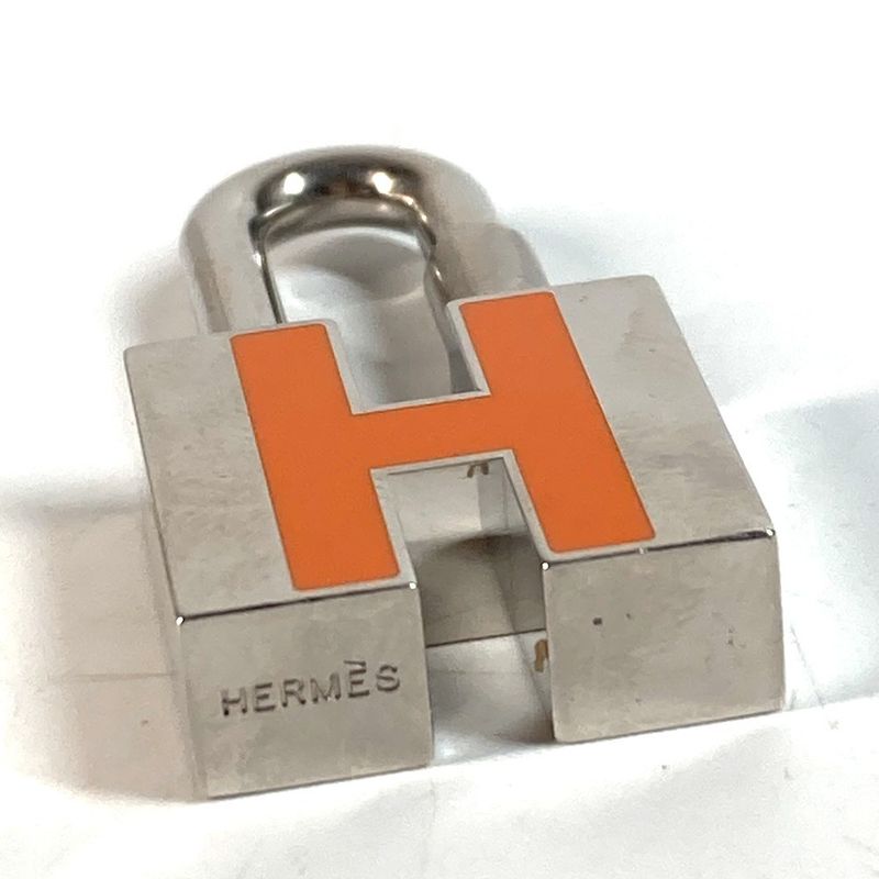 Hermes Pendant Top Cadenna Padlock Charm H Logo Key Metal Silver