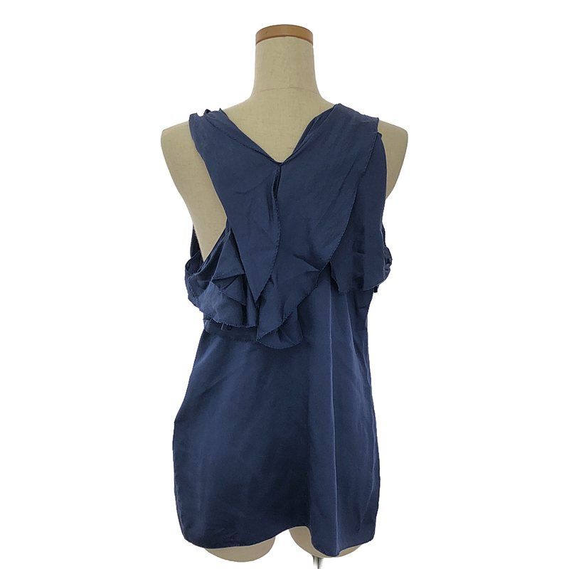 Bottega Veneta - Silk 100% Silk Ruffle Collar Blouse Top - 40 - Blue - Women