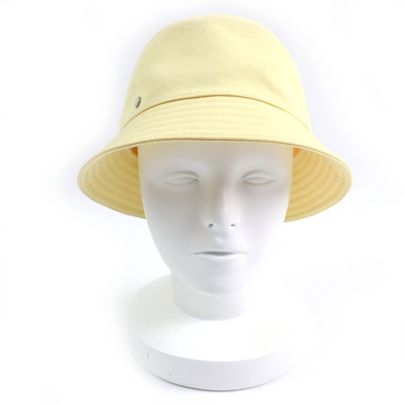 Hermes Calvi 100% Cotton Serie Hardware Bucket Hat Yellow 57 Made In France