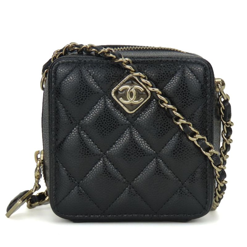 Chanel Shoulder Bag Matelasse Leather Black Gold Hardware Mini Bag 22A Coco