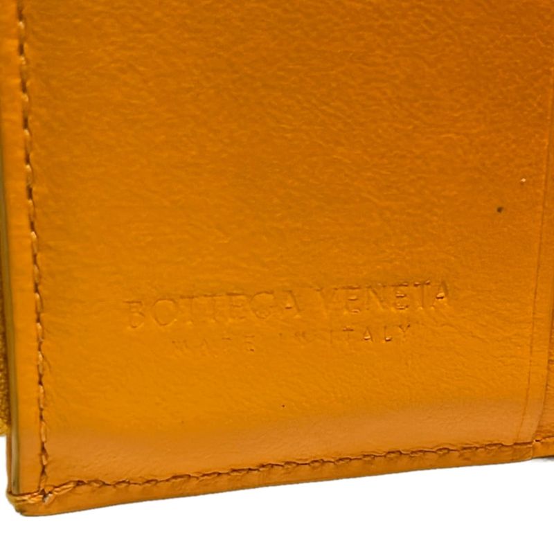Bottega Veneta Maxi Intrecciato Orange Leather Threefold Wallet