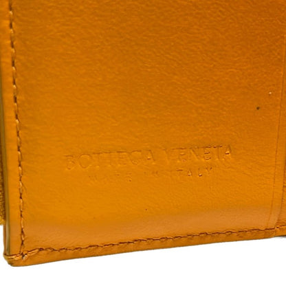Bottega Veneta Maxi Intrecciato Orange Leather Threefold Wallet