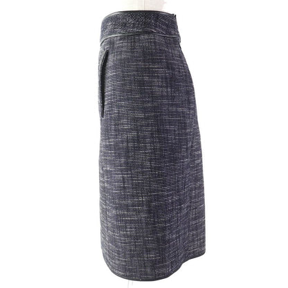 Bottega Veneta Intrecciato Leather Use Summer Tweed Skirt Tight Skirt Navy