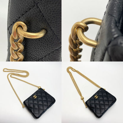 Chanel Cocomark Matelasse Chain Shoulder Bag As3830 Black Caviar Skin Heart