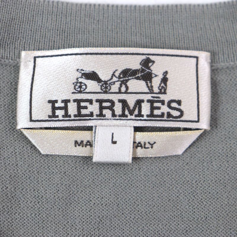 Hermes 23SS Cotton Cashmere H Motif Crew Neck Short Sleeves Short Sleeves Knit