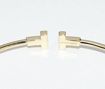 Tiffany & Co Bracelet Bangle 18K Yellow Gold T Narrow Wire Bracelet Extra Large