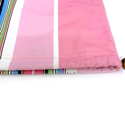 Loewe Drawstring Bag Ec22948 Pink Stripe Excellent Condition Large