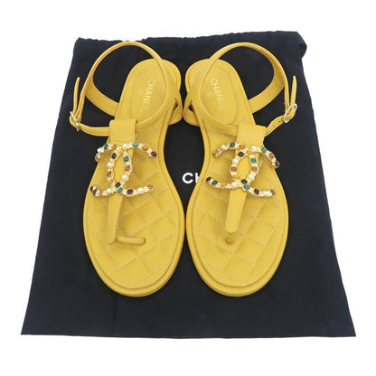 Chanel Flat Sandals G45004 Yellow - 38C Visual - Coco Mark Women's Shoes